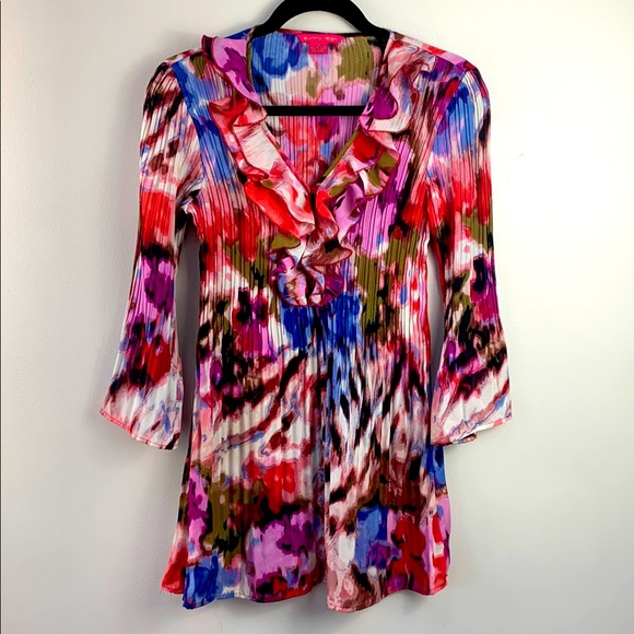 Sunny Leigh Tops - Sunny Leigh Red and Pink Ruffled Sailor Collar Blouse